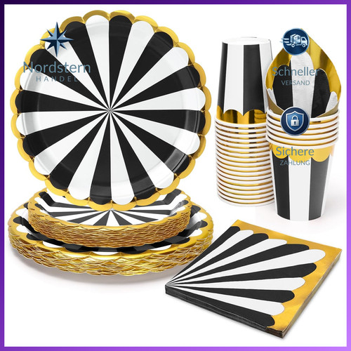 Partygeschirr set schwarz - partygeschirr,