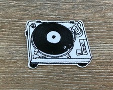 Turntabel Patch Aufnäher Bügelbild HipHop Techno Vinyl Plattenspieler 80s