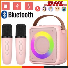 Karaoke Maschine,Bluetooth Karaoke Anlage Mit 2 Mikrofonen, Lautsprecher Tragbar