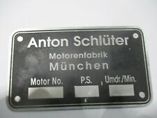 Typenschild Anton Schlüter Oldtimer Traktor s71  75x130 mm groß B-Ware