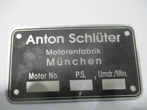 Typenschild anton schlüter - typenschild,