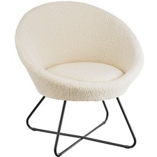 Cocktailsessel Centera, gepolstert, rund Bouclé off-white B-Ware