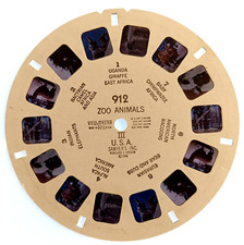 VIEW-MASTER 3D REEL ⭐ ZOO ANIMALS ⭐ Uganda, Racoons, Bear, Tiere Stereo 912