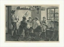 Die Ehrenscheibe Schütze Gewehr Jäger Emil Rau Schlitten Holzstich C 2634