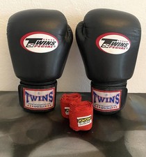 Muay Thai TWINS Special Leder Boxhandschuhe 16 Oz  + 1 Paar Bandagen