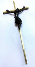 Messingkreuz selten Jesusfigur Linksblick Wandkreuz religiös Deko Altar Kruzifix
