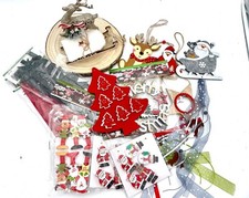 Set Christbaum rot grau braun filz Weihnachtsbaumschmuck Holz Figuren Hängedeko