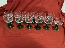 12 Weingläser, Römergläser v. Zwiesel - 0,1 l - grüner Trompetenfuß
