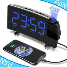 LED FM Radiowecker mit Projektion Digital Funkuhr Dimmbar Tischuhr Alarm USB DE