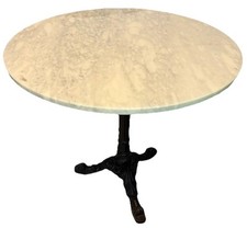 Vintage Beistelltisch Marmorplatte Gusseisener Fuß Gartentisch Balkontisch