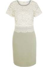 Kleid mit Spitze Gr. 42 Seegras Cremeweiss Damen-Abend-Party-Cocktailkleid Neu