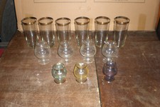 6 Trinkgläser mit Goldrand +7 Cognacschwenker mit Goldrand