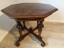 Salontisch Esstisch Antik 8eckig Gründerzeit Historismus Nussbaum Schnitzerei