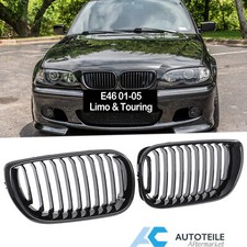 Kühlergrill Nieren für BMW E46 Limo Touring Einzelsteg Grill 01-05 Schwarz glanz