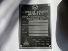 Typenschild Deutsche FIAT