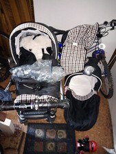 Kinder-Kombi Wagen, Von der Marke  TAUTONIA,Farbe: Schwarz-mit Karomuster