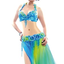 RÄUMUNGVERKAUF C91819 Profi Bauchtanz Kostüm 2 Teile  BH Gürtel Aurora mit C/D