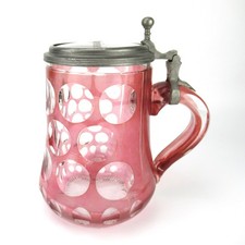 Uralter Glas Bierkrug um 1850