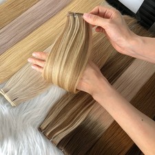 100g Remy Echthaar tressen Haarverlängerung Extensions weft Braun Blond Dick