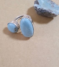Damen Ring mit LARIMAR Edelsteinen  Verstellbar  925 Silber 