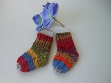 Puppensocken gestrickt handgestrickt NEU Fußl. ca. 6 cm ungedehnt Puppenkleidung