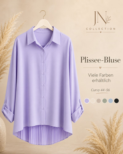Damen longbluse plissee - damen,