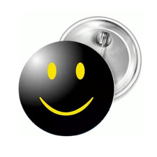 Smiley schwarz Funmotiv Button Anstecker Aufkleber Aufnäher Auto Magnet