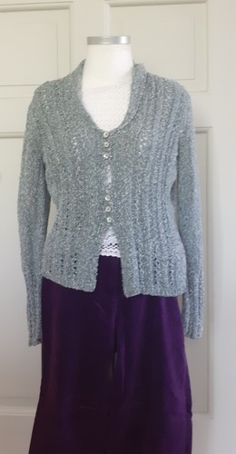 Strickjacke blau grau - strickjacke,