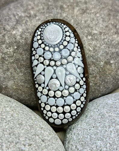 Mandala stein weiß - mandala, stein,