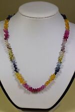 Saphir Kette Collier 124,00ct.! Korund Edelstein Schmuck Halskette Heilstein NEU