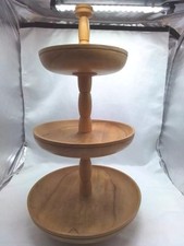 Etagere Holz 3 stöckig 60er Jahre 36cm Hoch x 20cm durchmesser 