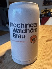 Alter salzlasierter Bierkrug  1 L Plochinger Waldhornbräu Geschl. 1995