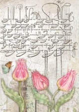 Reispapier-Motiv Strohseide-A4-STAMPERIA-Romantic Garden-House Tulips-DFSA4666