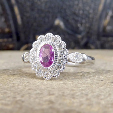 Vintage 2 Kt Oval Rosa Diamant