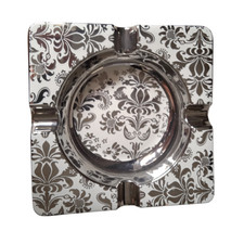 Barocker Keramik XXL Zigarren Aschenbecher; Kare Design München; 1990 SilberWeiß