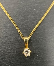 Brillant Anhänger mit Goldkette  | Solitär Anhänger 14K/585 Gelbgold