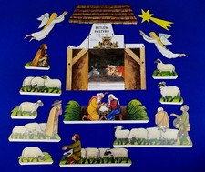 SCHÄFER-KRIPPE 15 Krippenfiguren Papier Weihnachtskrippe Schafe Pappkrippe