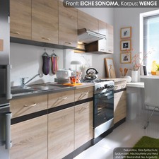 Küche 240cm - 4 Farben wählbar - Einbauküche Küchenzeile günstig & schnell grau