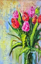 Frühling blumen ölbild 20x30 - frühling,