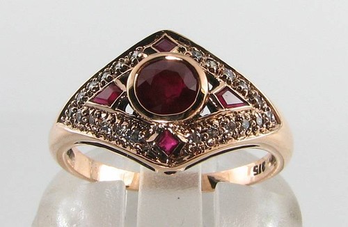 9kt roségold rubin diamant - 9k,