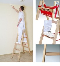 Euroline Holz Leiter Sprossenstehleiter Holzleiter 10504 Breitsprosse 6 Längen 