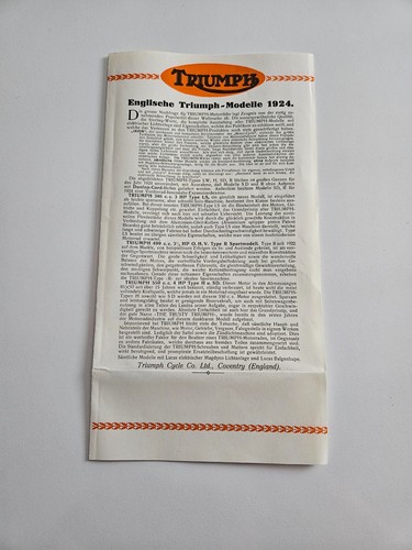 Triumph modelle 1924 prospekt - modelle,