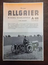 Original Allgaier A111 Schlepper Prospekt - Traktor Verkaufsprospekt von 1955
