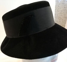 Original Damen Hut, real Vintage, schwarz Samt Ripsband Krempe Theater 53cm chic