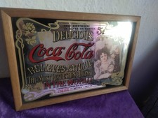 Bild Glassbild  Coca Cola Werbespiegel Spiegel Bild Holzrahmen Reklame  23 x 33