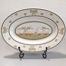 Pfalzkeramik ovale Servierplatte 24cm x 17cm Gänseglück handdekoriert R. Lumm