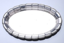 WMF antikes ovales Silbertablett Fächerdekor Fächermuster alte Straußenmarke