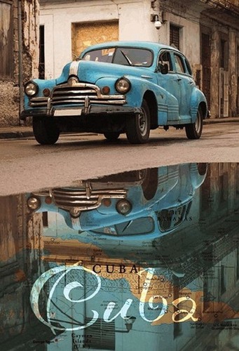 Blechschild cuba oldtimer blau - blechschild,