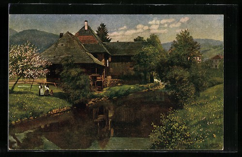 Künstler schönau altes - künstler-ak,