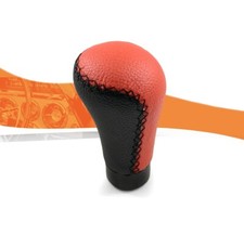 Schaltknauf Schwarz Rot Leder